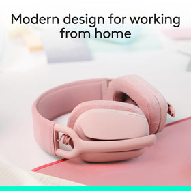 Logitech Zone Vibe 100 rose memory foam ear cushions for comfort.