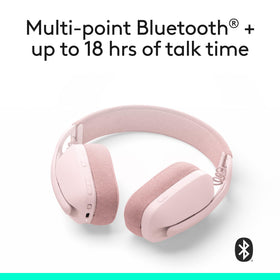 Logitech Zone Vibe 100 rose flip to mute mic for quick privacy.