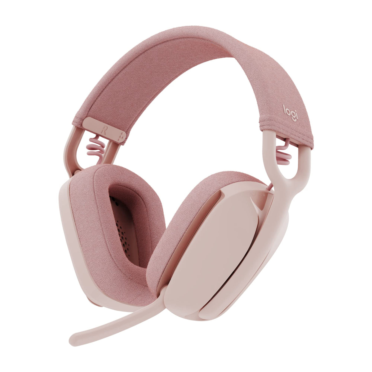 Logitech Zone Vibe 100 rose front view for all day comfort and style.