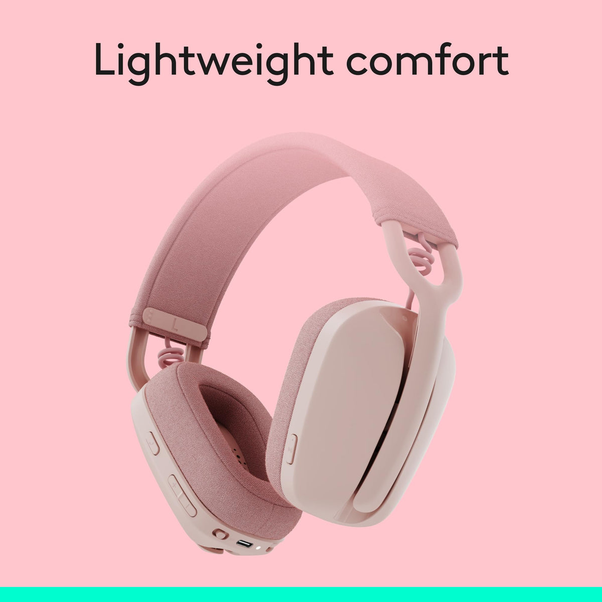 Logitech Zone Vibe 100 rose lightweight design suitable for long wear.