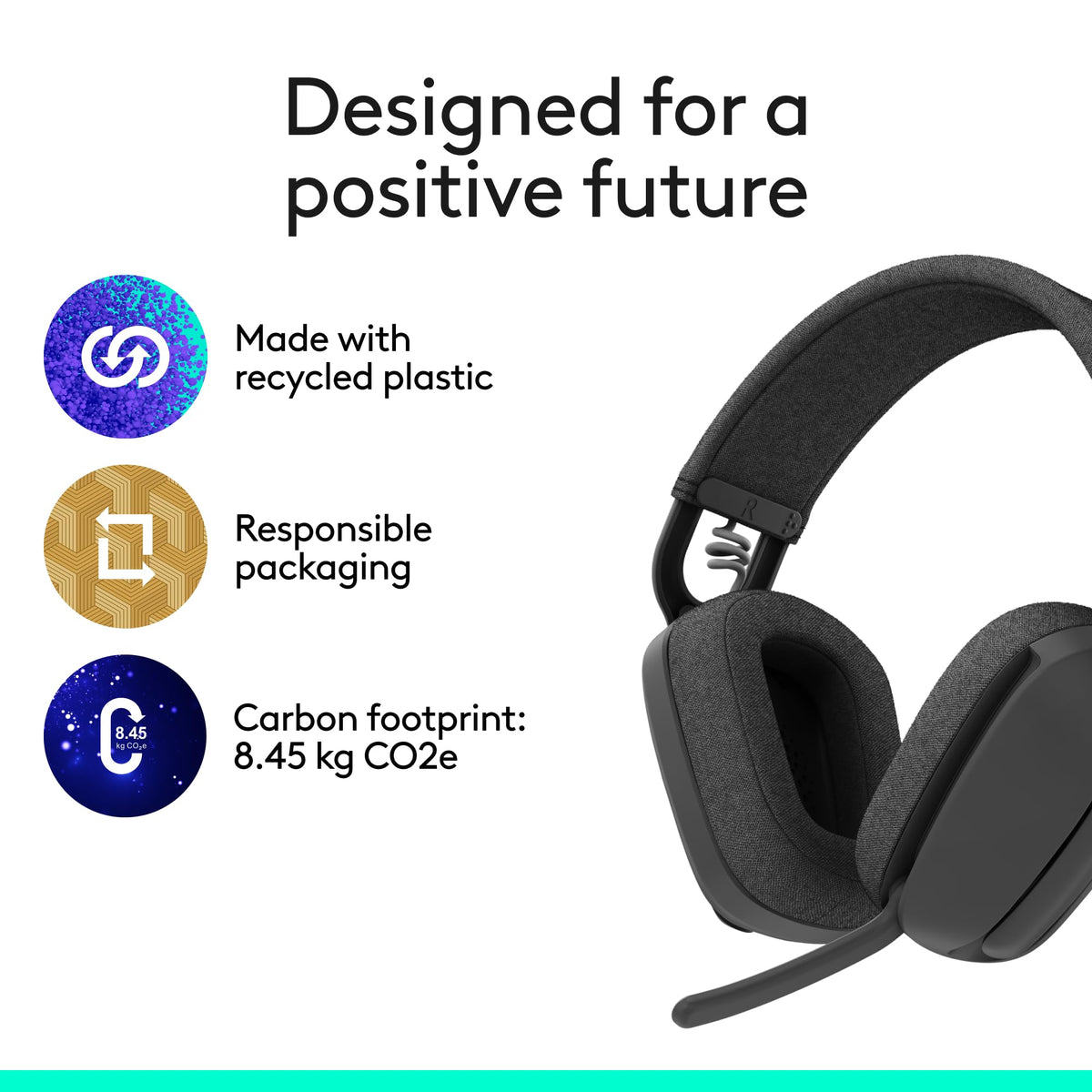 Logitech Zone Vibe flip-to-mute feature for quick privacy during calls.
