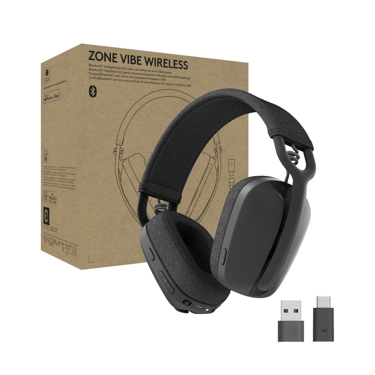 Logitech Zone Vibe headset on ear offering all-day comfort for calls.
