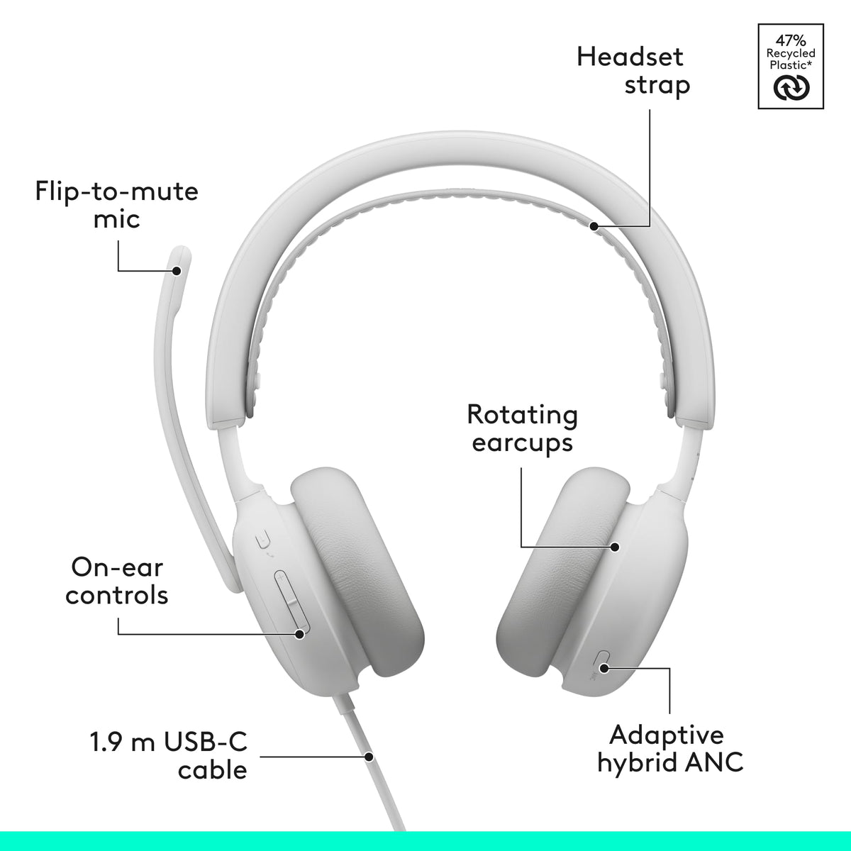 Logitech Zone Wired 2 40mm-speaker-drivers offer rich bass and crisp highs.