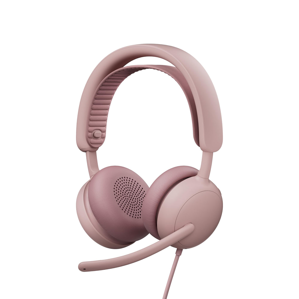 Logitech Zone Wired 2 front view highlights adaptive ANC for focused listening.