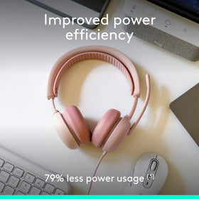 Logitech Zone Wired 2 in-use scene demonstrates effective ambient noise cancellation at work.