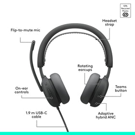 Logitech Zone Wired 2 Mic EQ in Logi Tune interface for voice tuning