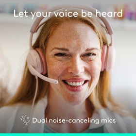 Logitech Zone Wired 2 microphone array demonstrates AI-based noise reduction for clearer calls.