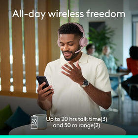 Logitech Zone Wireless 2 ES for Business multipoint setup closeup for seamless device switching.