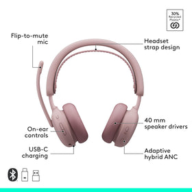Logitech Zone Wireless 2 ES for Business USB/charging port closeup for easy charging.