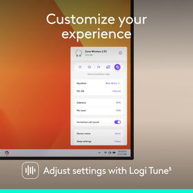 Logitech Zone Wireless 2 ES Logi Tune settings personalize ANC and mic EQ.