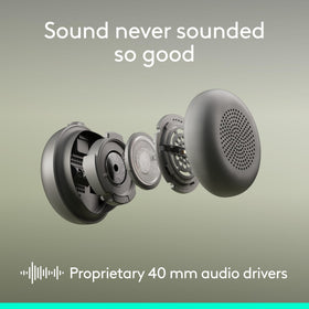 Logitech Zone Wireless 2 ES mic close-up, AI-assisted noise suppression for clear calls.