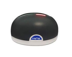LogTag docking station with logger inserted and USB cable connected for quick data transfer