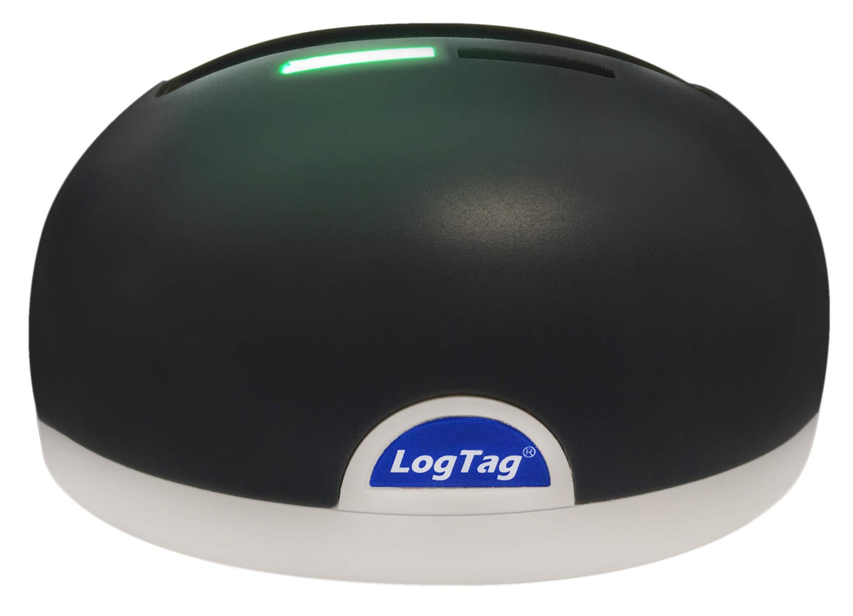 LogTag LTI-HID docking station front view showing ports and compact design for reliable downloads