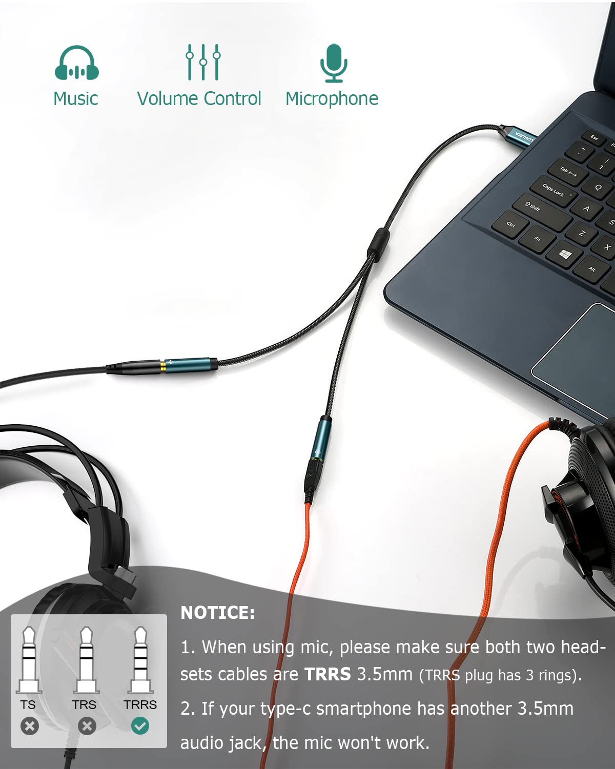 LOKUKA crystal nylon braided cable detail for tangle‑free long‑term use