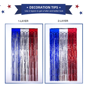 LOLStar red white blue fringe curtains glow under party lights