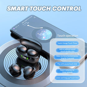Loluka charging case with LED display showing battery status.