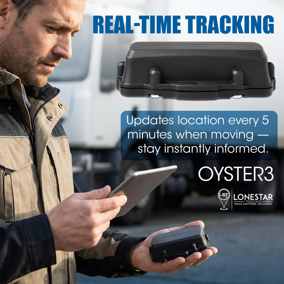 LoneStar Oyster3 long battery life enables multi-year tracking without frequent changes.