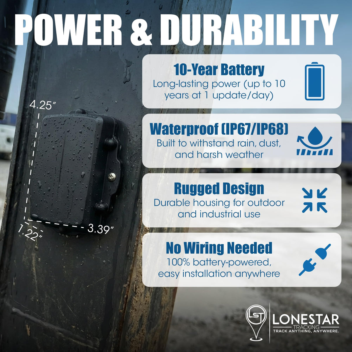 LoneStar Oyster3 multi-GNSS precision for accurate location across routes.