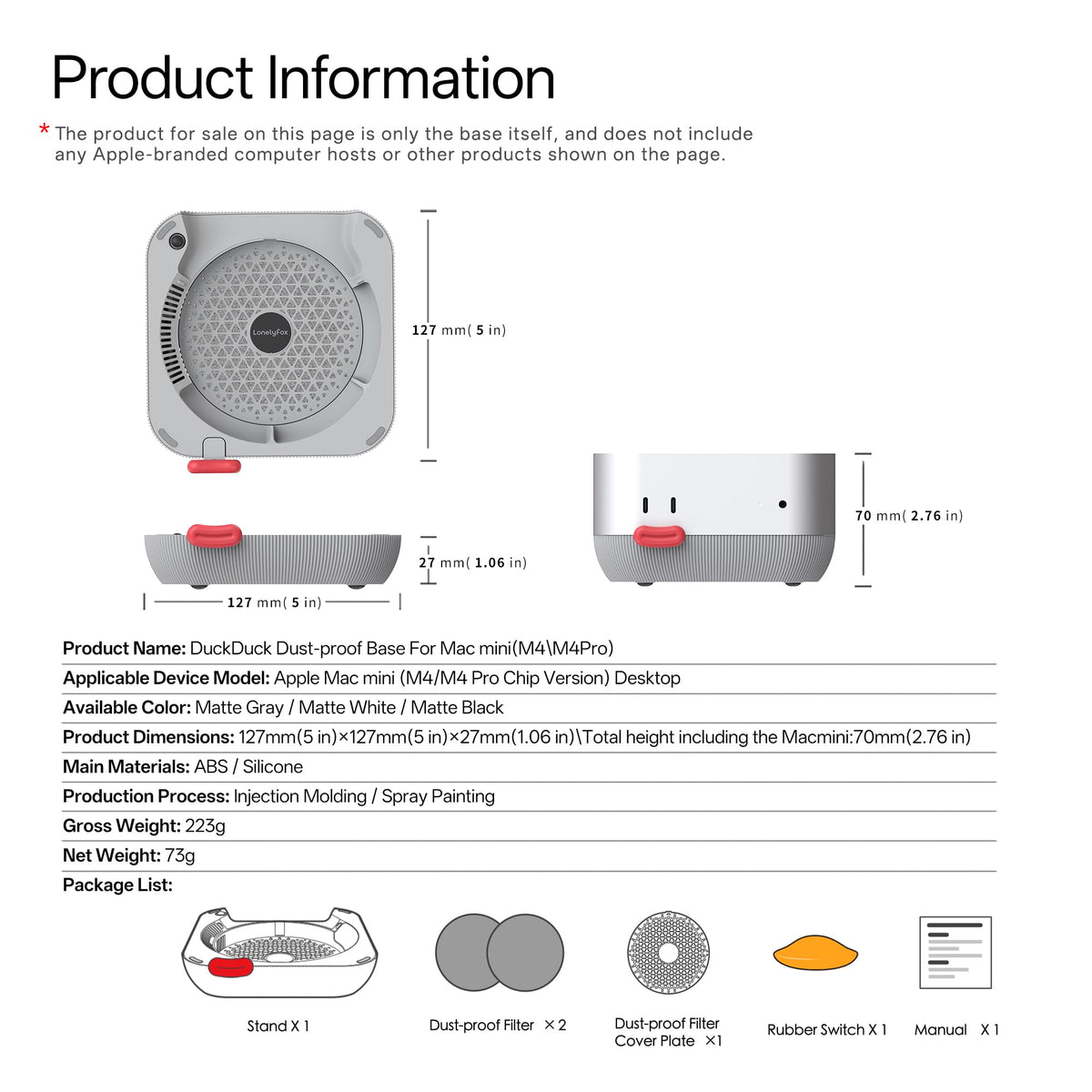 Lonelyfox anti-slip silicone pads keep your Mac mini stable