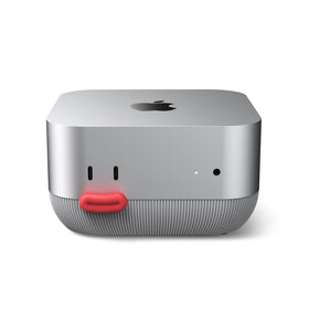 Lonelyfox Mac mini stand front button access enables quick power on without reaching behind