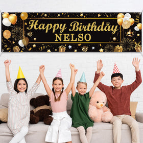 Lonfliness reusable polyester backdrop with durable, stylish black-gold design.