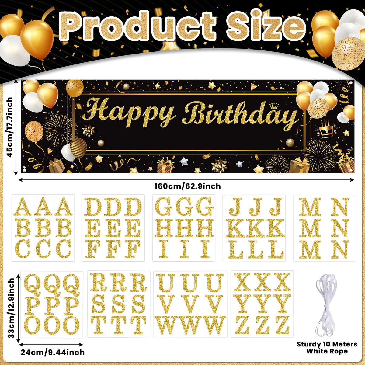 Lonfliness glitter gold alphabet stickers for personalized messages.
