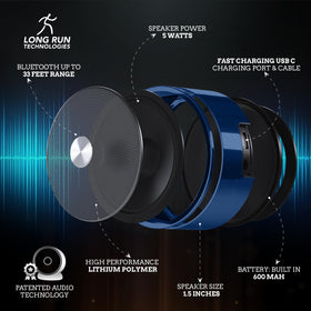 Long Run Technologies 3-in-1 functionality covers Bluetooth stereo, TF/SD, and 3.5mm input.