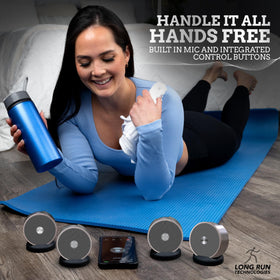 Long Run Technologies device compatibility with laptop and phone for versatile listening.