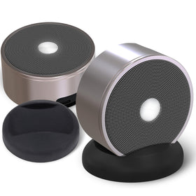 Long Run Technologies rose gold stereo desktop shot highlighting sleek design and wireless capability.