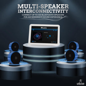 Long Run Technologies stereo pairing setup demonstrating effortless multi-speaker synchronization.