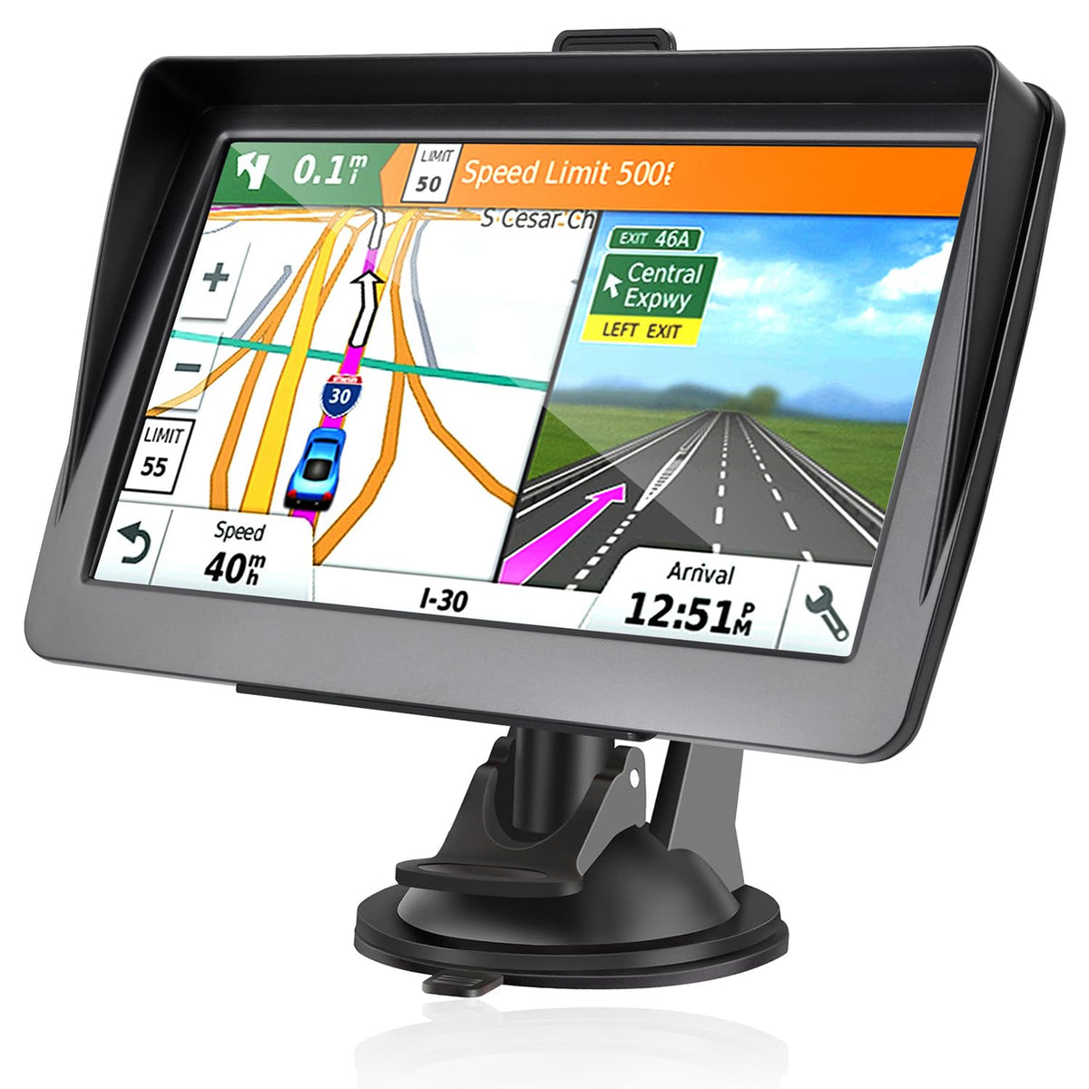 LONGRUF GPS Navigator 7-inch display for easy, distraction-free driving guidance.