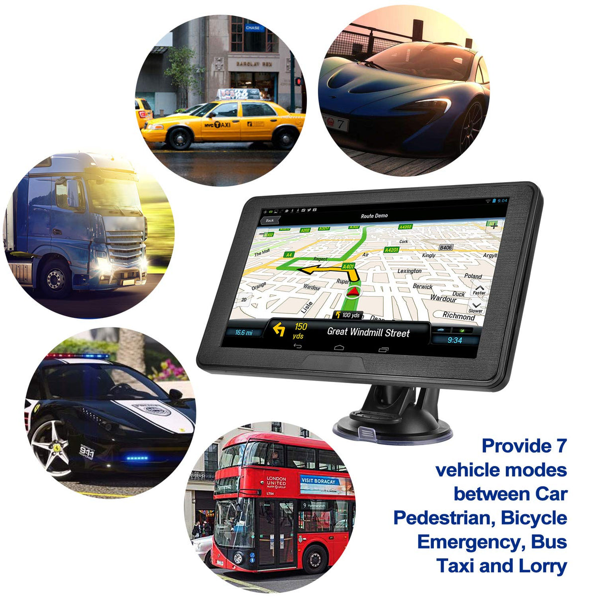 LONGRUF GPS Navigator preloaded maps for US, Canada, and Mexico.