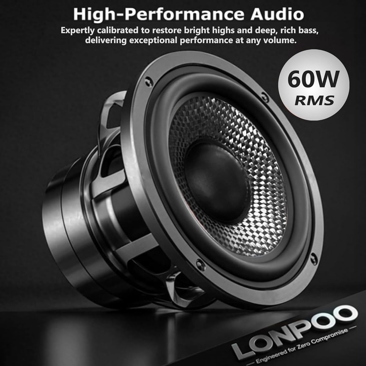 LONPOO 60W active bookshelf speakers remote-control for easy setup