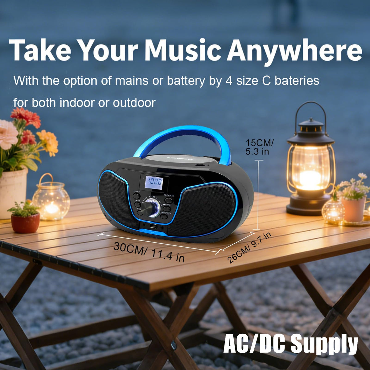LONPOO rear ports USB AUX and power for flexible connections benefit
