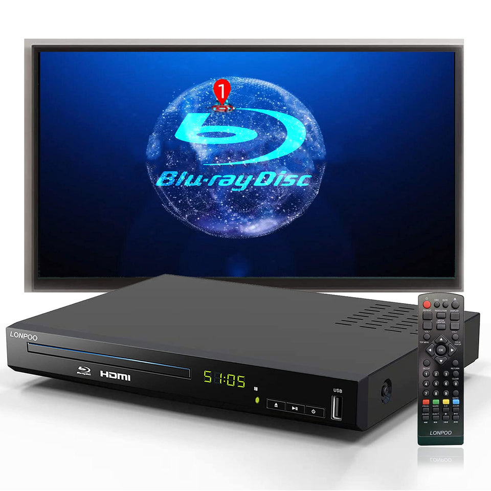 LONPOO Blu-ray player front view for seamless home cinema setup