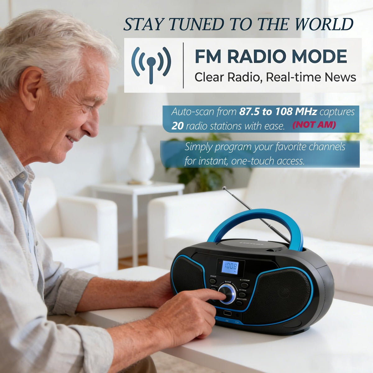 LONPOO paired with headphones for private listening benefit