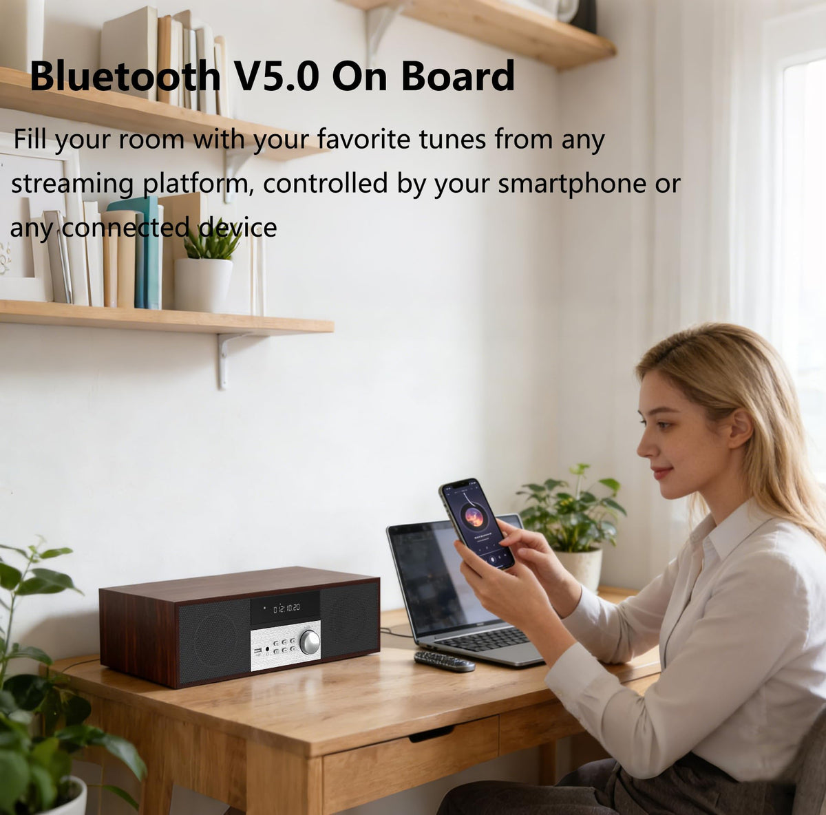 LONPOO LP-816 aux-in port, connect external devices for versatile listening.
