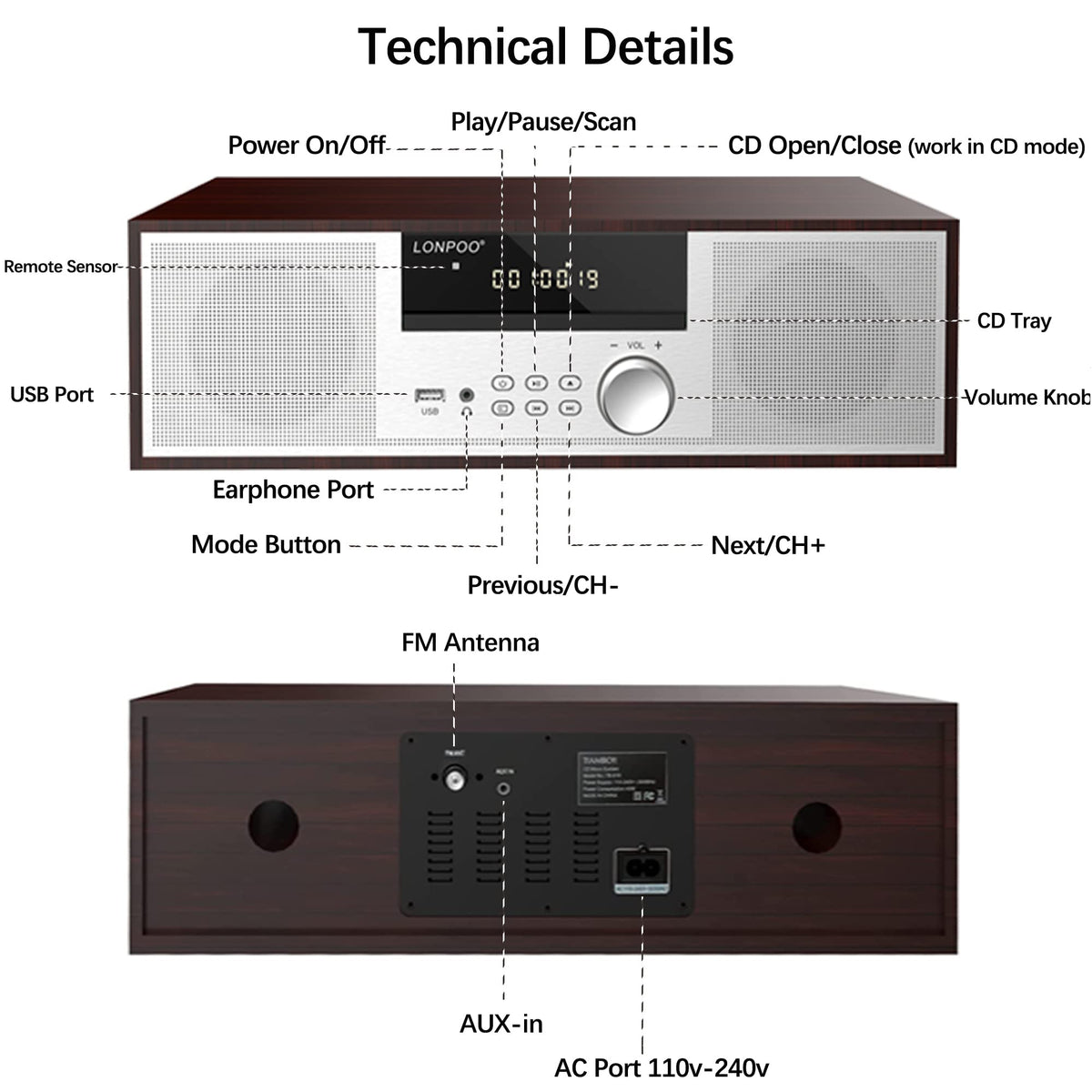 LONPOO LP-816 low-resonance cabinet reduces distortion