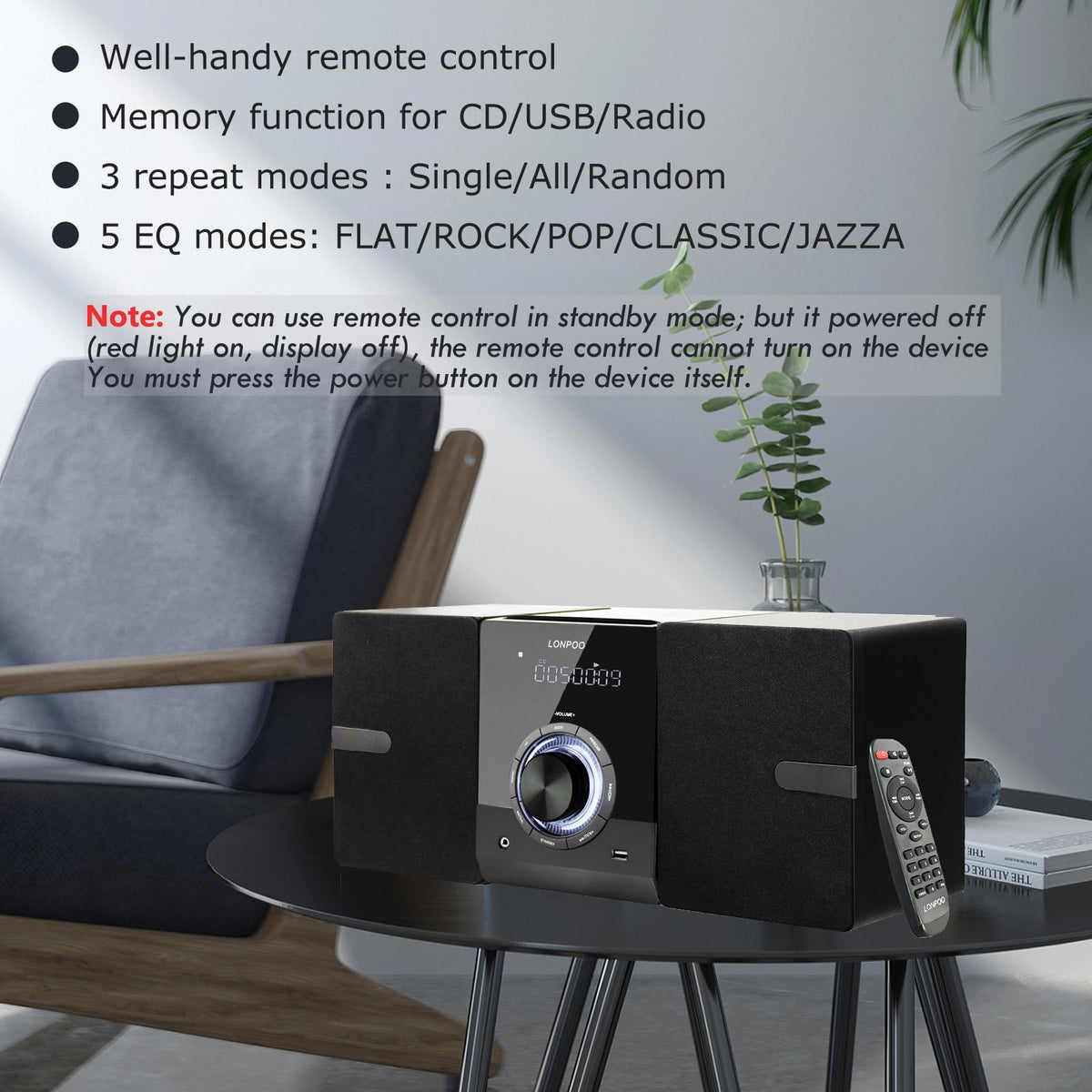 LONPOO LP-886 headphone jack for private listening