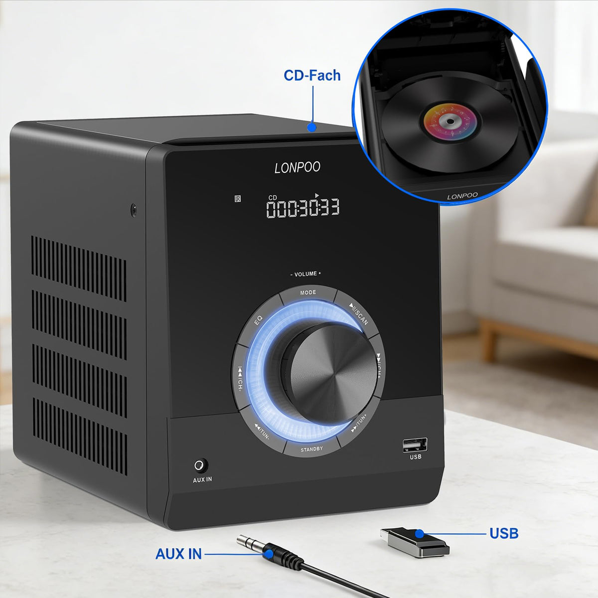 LONPOO LP-886 main unit with backlit display for quick control