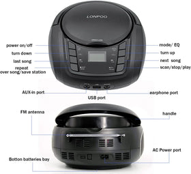 LONPOO boombox powered by batteries outdoors for portable music on the go