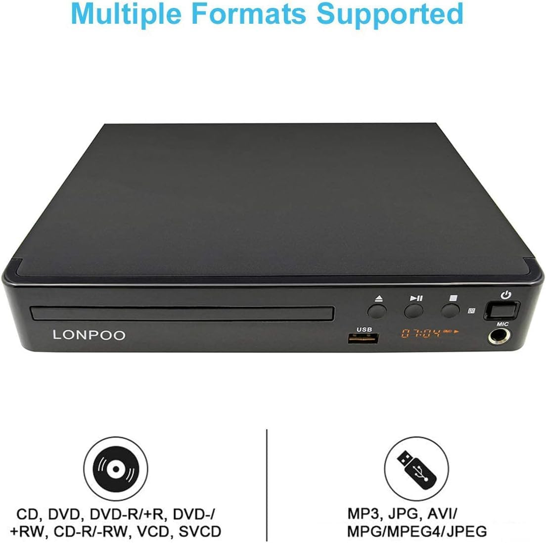 LONPOO USB port access for playing media from flash drives