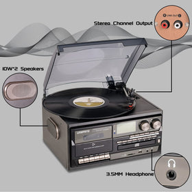 LoopTone aux-in and RCA output for wired home audio connections.