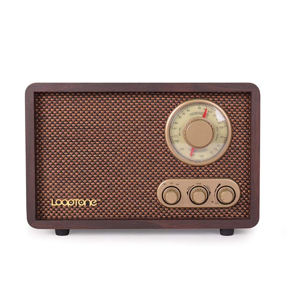 LoopTone front view showing classic dial and speaker, enhances room decor