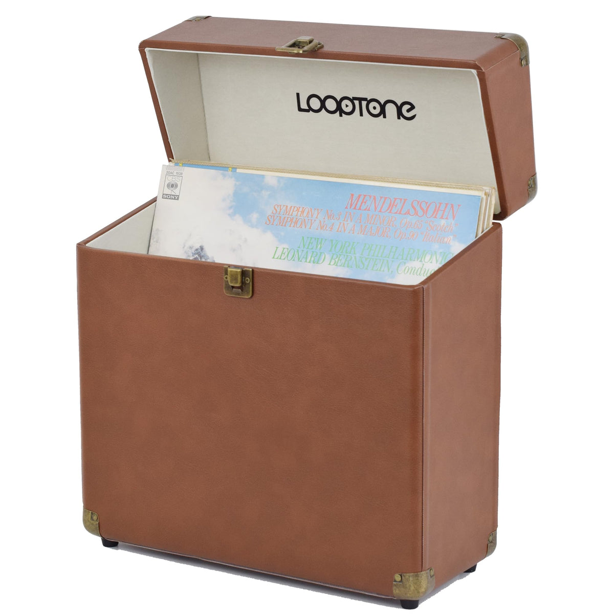LoopTone interior sloped design visible with records for easier access benefit