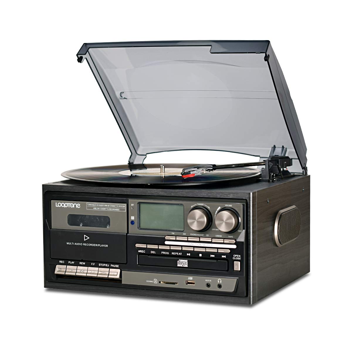 LoopTone 9-in-1 black dust cover protects vinyl while playing.