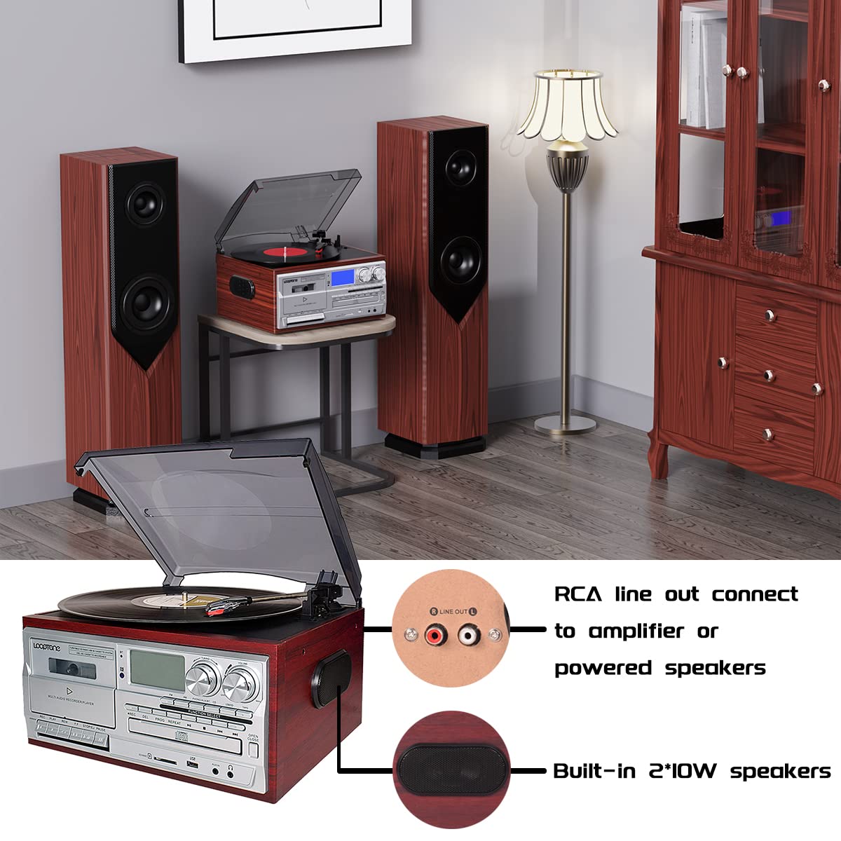 LoopTone 9-in-1 dust cover open for easy vinyl access