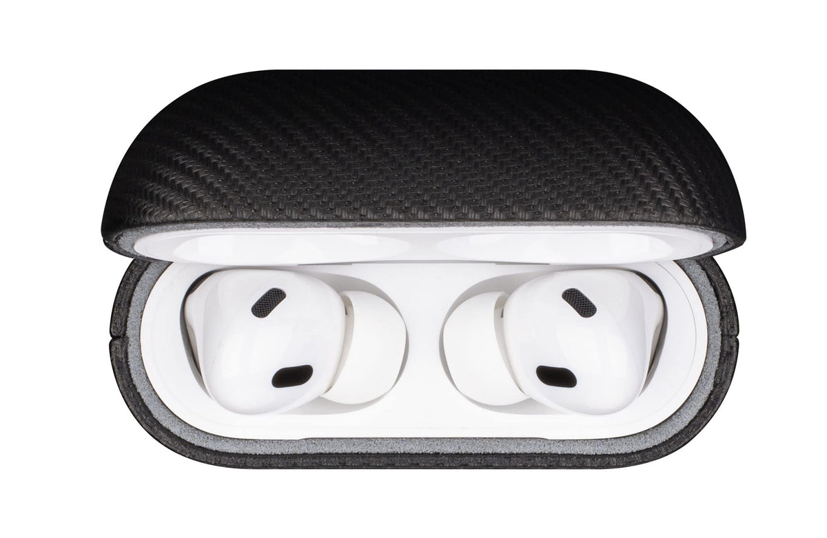 Lopie AirPods Pro 2 case packaging display, premium vegan leather on compact protective shell.
