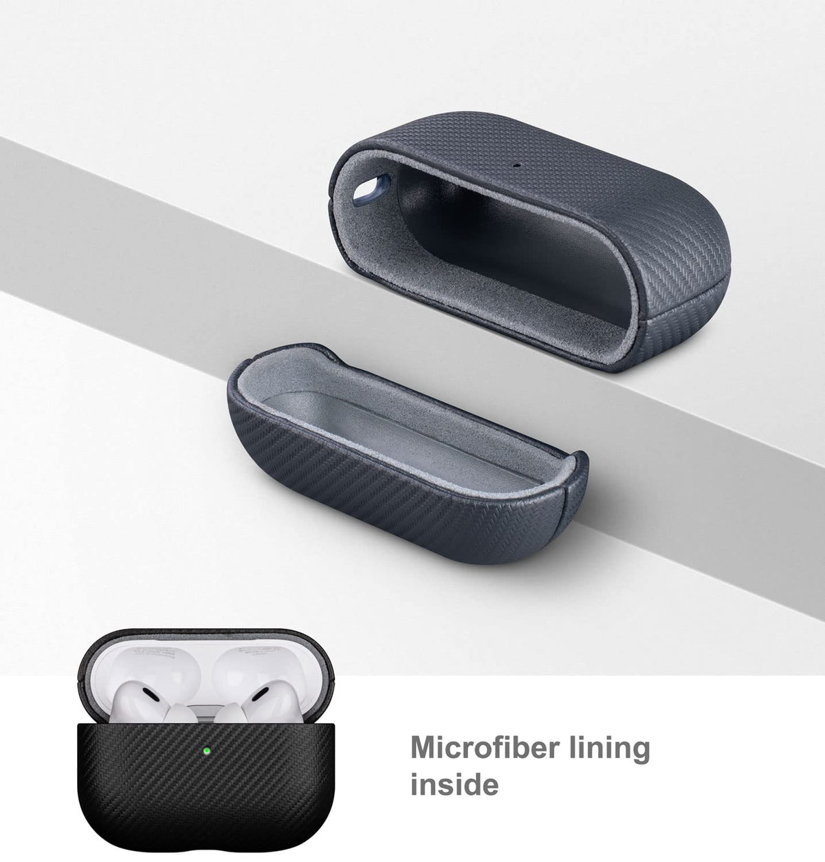 Lopie AirPods Pro 2 case port access image, easy charging with Lightning port compatibility.