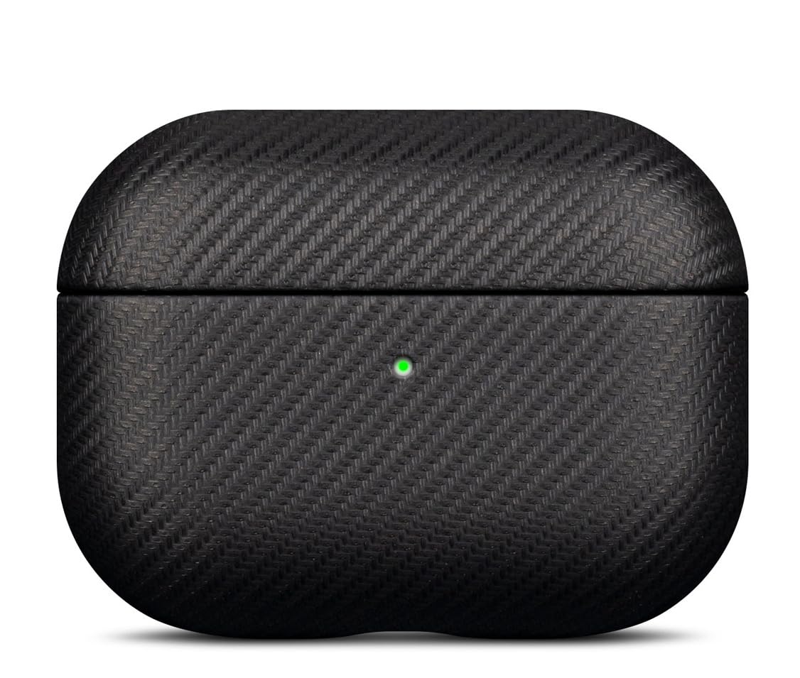 Lopie AirPods Pro 3 case in carbon fiber black protects with vegan leather finish.